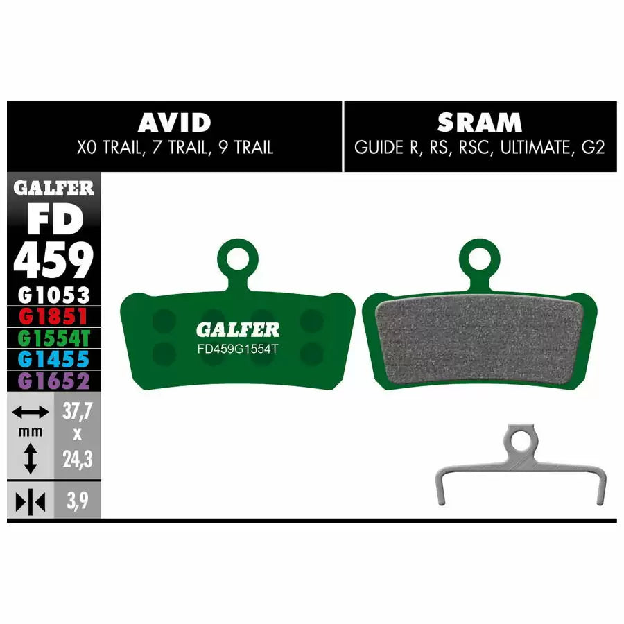 GALFER BIKE Pastiglie Mescola Verde Pro Pers Sram Guide / Avid Xo Trail