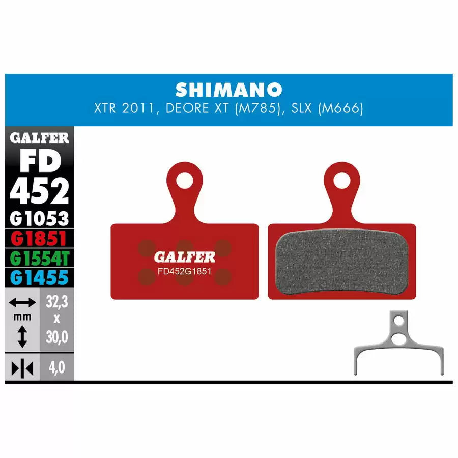 GALFER BIKE Pastiglie Mescola Rossa Advanced Per Shimano Xtr Slx