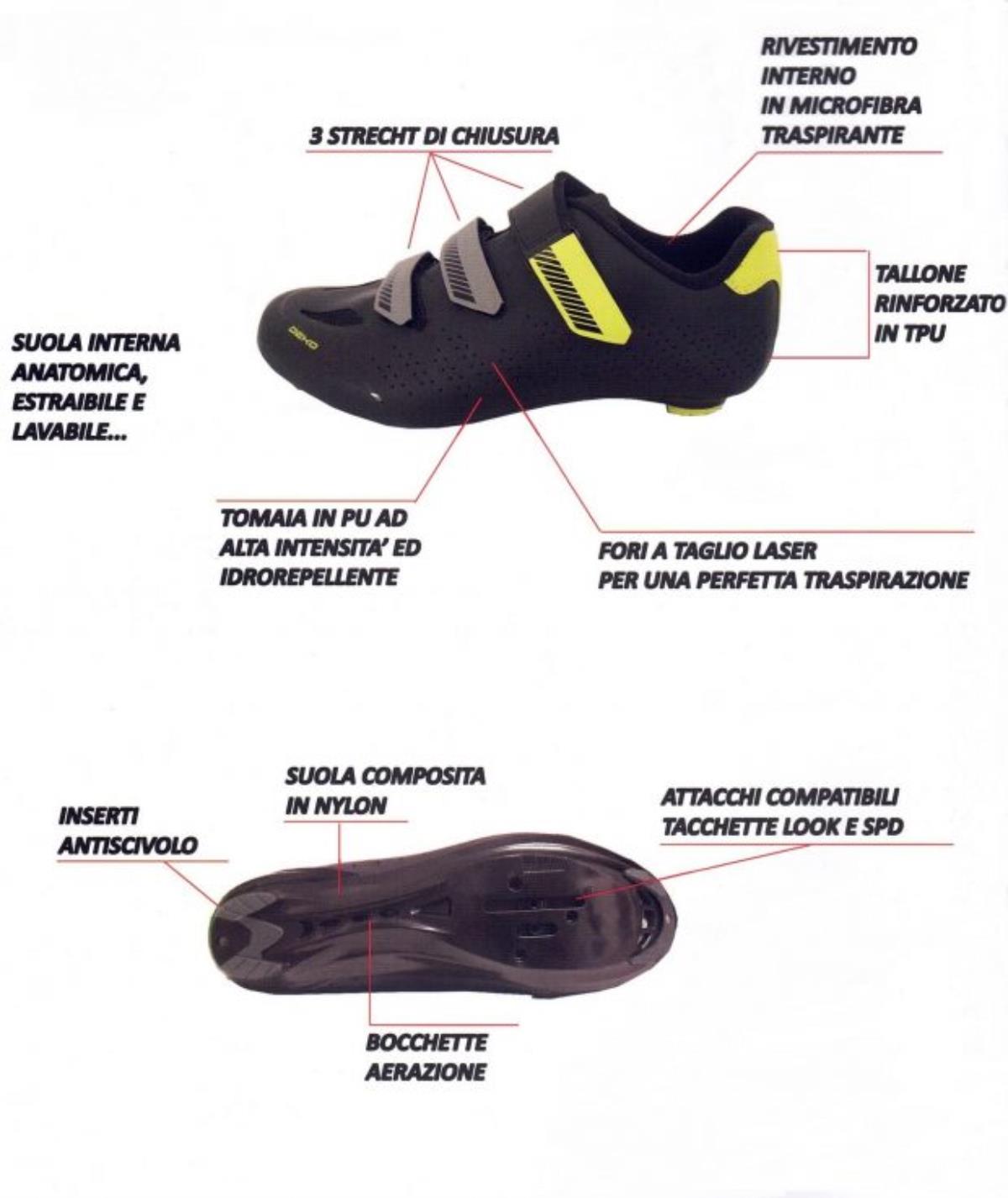 Deko Scarpe Road 3 strappi Nero Giallo RC280027A