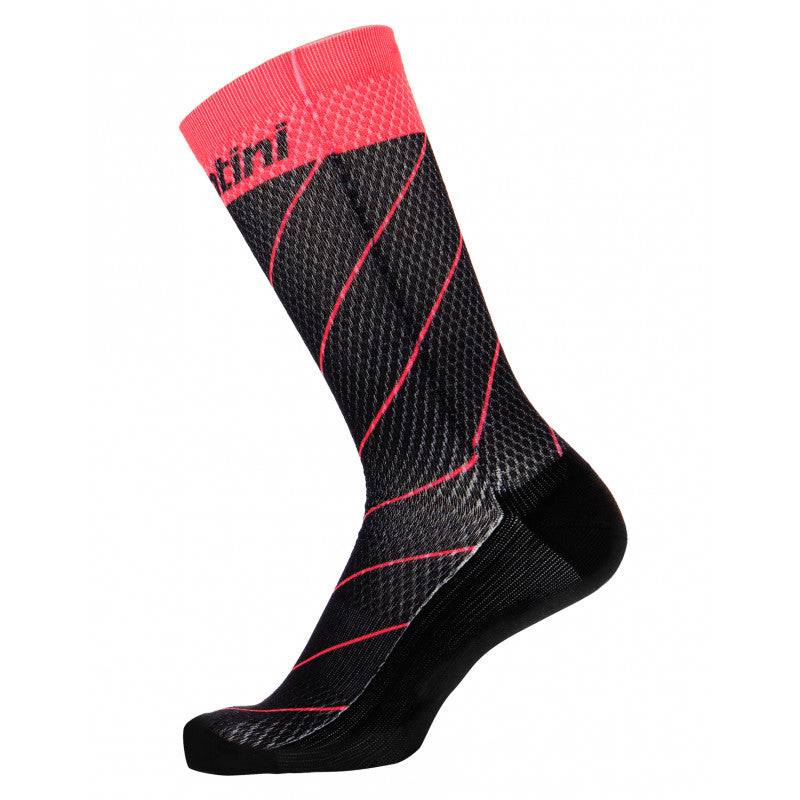 Santini Calze Ciclismo Dinamo Nero Rosa