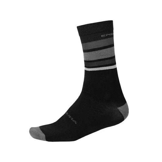Endura Calze BaaBaa Merino Stripe Nero Opaco Taglia L/XL
