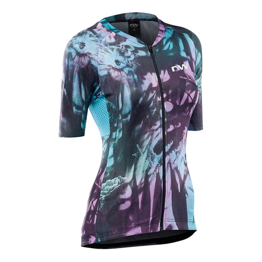 Northwave Maglia Blade Flower manica corta Colore Blk/Turq M