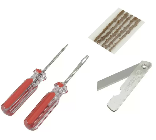 MV TEK Kit completo riparazione tubeless (5 Stringhe Riparazione + 2 Utensili)