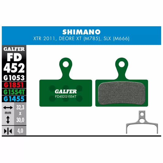 GALFER BIKE Pastiglie mescola verde Pro Shimano XTR M9000, Deore XT (M 785) e SLX