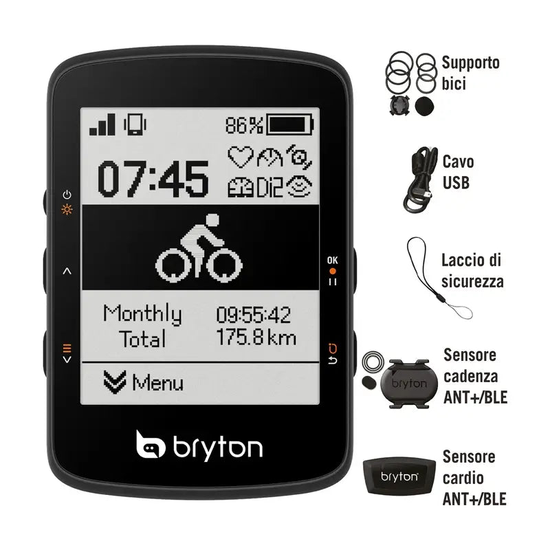 Bryton GPS Rider 460D Dual Sensor Cadenza e Velocità + Fascia Cardio