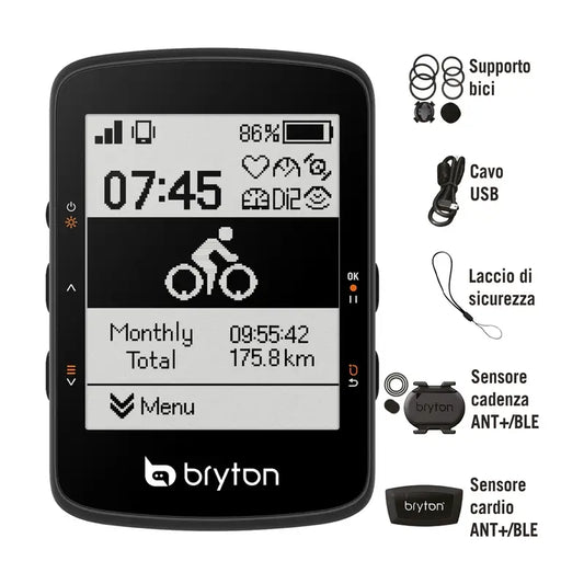 Bryton GPS Rider 460D Dual Sensor Cadenza e Velocità + Fascia Cardio