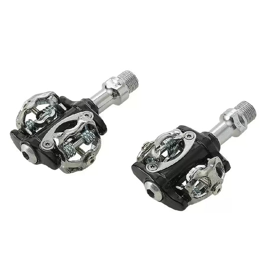 MV-TEK Coppia Pedali SPD In Alluminio Perno in CR-Mo su Cuscinetti Nero/Argento
