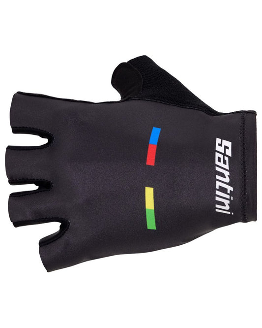 Santini UCI World Champion Guanti Estivi Nero